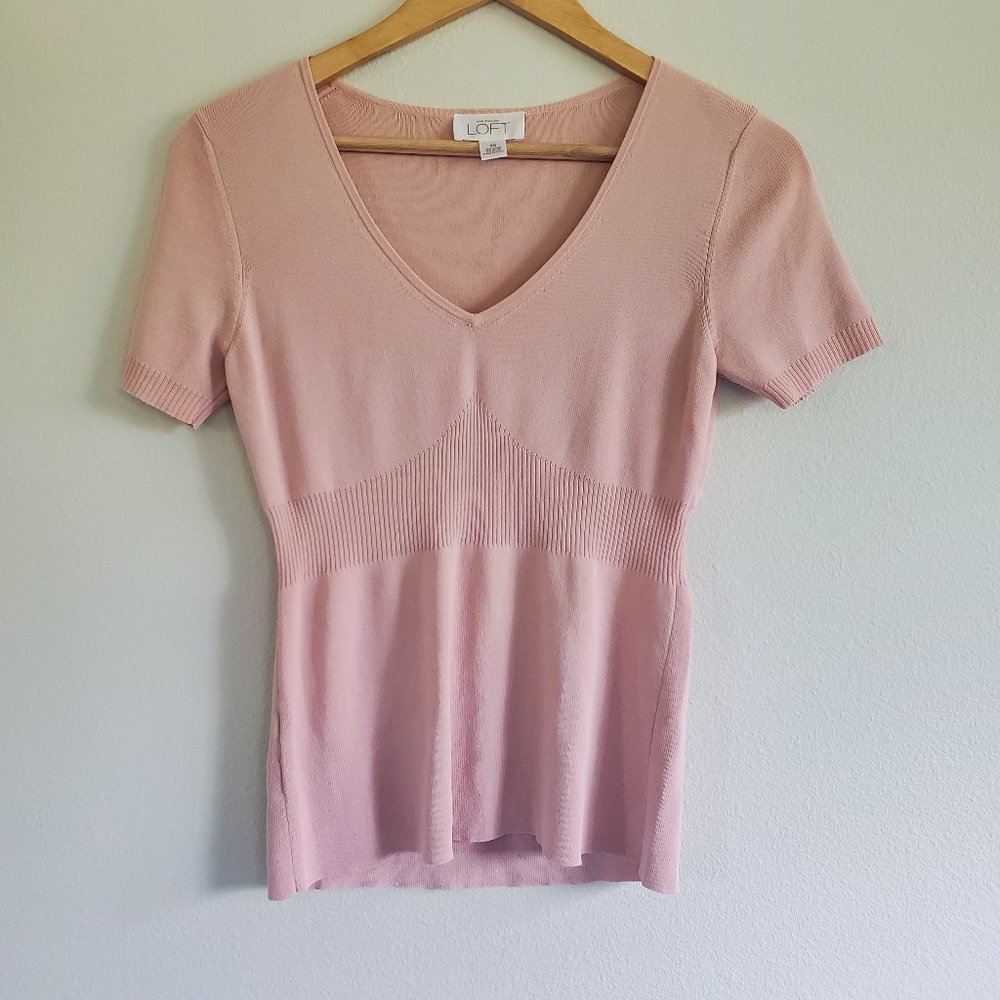 Ann Taylor Loft Dusty Rose V-Neck Knit Top